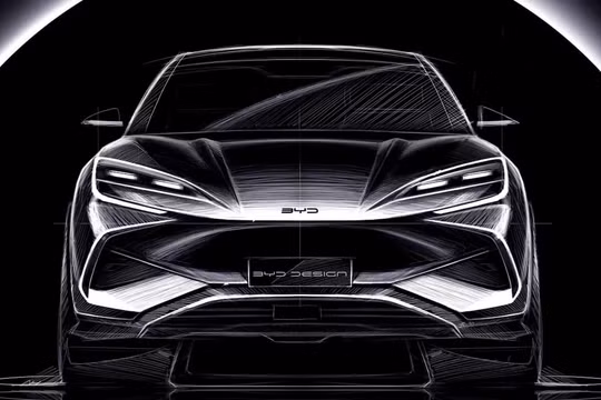 Mặt trước chiếc SUV điện BYD mới sắp ra mắt vào ngày 17/11. Ảnh Electrek