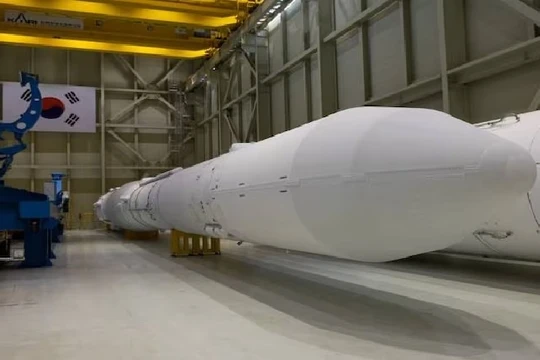 Mô hình tiêu chuẩn tên lửa vũ trụ Nuri tại Trung tâm Vũ trụ Naro của Viện Nghiên cứu Hàng không Vũ trụ Hàn Quốc (KARI) ở Goheung, Hàn Quốc, ngày 8/2/ 2023. Ảnh: SeongJoon Cho/Bloomberg
