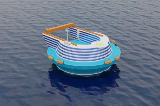 Đồ họa minh họa nhà máy điện hạt nhân nổi của Core Power có trụ sở tại Vương quốc Anh. Ảnh Core Power.