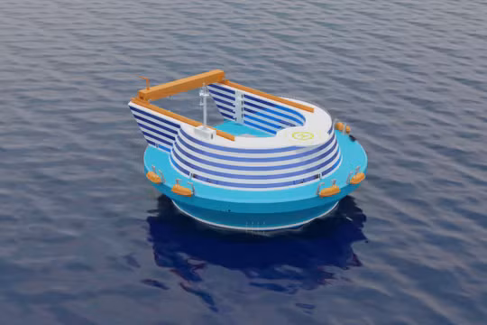 Đồ họa minh họa nhà máy điện hạt nhân nổi của Core Power có trụ sở tại Vương quốc Anh. Ảnh Core Power.