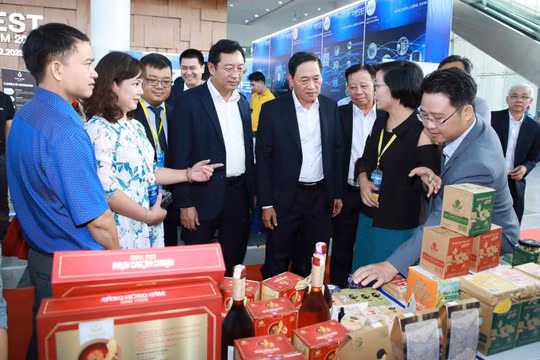 Thứ trưởng Trần Văn Tùng tham quan các gian hàng tại Ngày hội khởi nghiệp đổi mới sáng tạo quốc gia Techfest 2022.