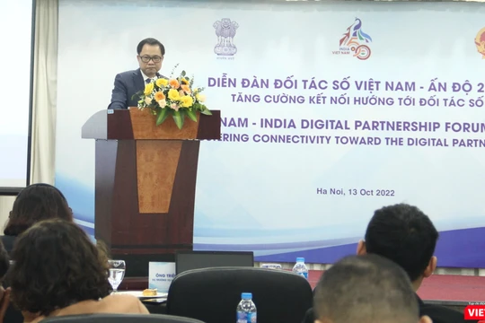 Ông Triệu Minh Long, Vụ trưởng Vụ Hợp tác quốc tế (Bộ TT&TT) đề nghị đẩy mạnh hơn nữa quan hệ hợp tác giữa Việt Nam - Ấn Độ.