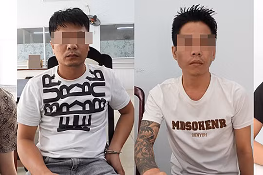 Các đối tượng bị tạm giữ tại cơ quan công an (ảnh CATP DN)