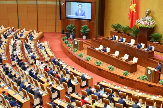 Quang cảnh kỳ họp bất thường lần thứ 2 của Quốc hội diễn ra sáng ngày 5/1 (Ảnh VGP/Nhật Bắc)