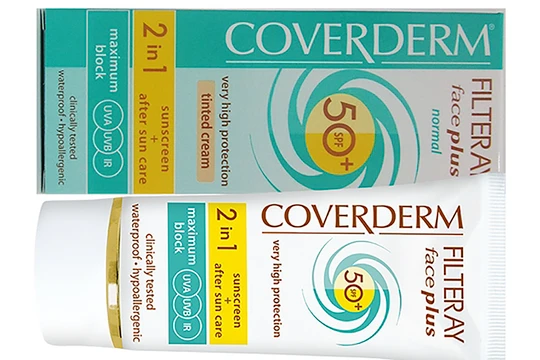 Kem chống nắng Coverderm Filteray Face Plus SPF 50+ Normal Tinted (Cool Beige) (ảnh CQLD)