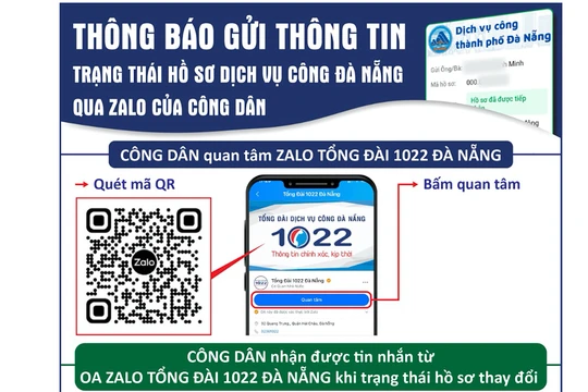 Hướng dẫn về sử dụng chức năng thông báo trạng thái hồ sơ dịch vụ công Đà Nẵng qua Zalo cho công dân