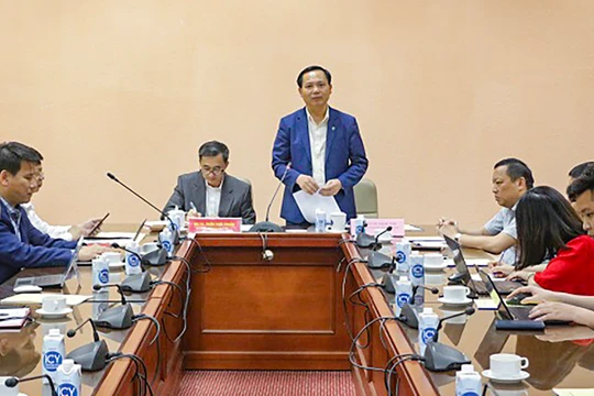 Ông Chu Mạnh Sinh - Phó Tổng Giám đốc BHXH Việt Nam phát biểu tại hội nghị (ảnh BHXHVN)