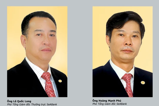SeABank bổ nhiệm P.TGĐ thường trực Lê Quốc Long (trái) và P.TGĐ Hoàng Mạnh Phú (phải). (Ảnh: SeABank)