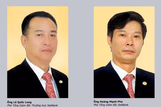 SeABank bổ nhiệm P.TGĐ thường trực Lê Quốc Long (trái) và P.TGĐ Hoàng Mạnh Phú (phải). (Ảnh: SeABank)