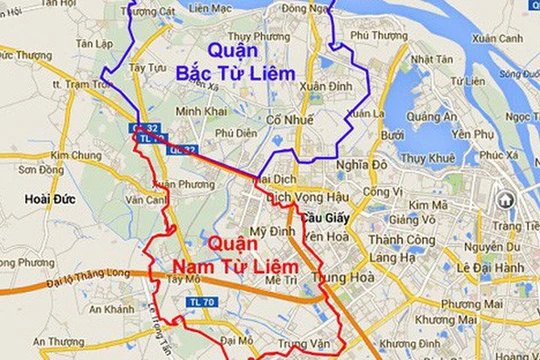 Hà Nội muốn điều chỉnh địa giới hành chính 3 quận: Cầu Giấy, Bắc Từ Liêm, Nam Từ Liêm. (Ảnh: Internet)