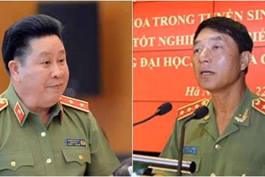 Không chỉ Thứ trưởng đương nhiệm Bùi Văn Thành (trái) bị đề nghị giáng cấp bậc hàm; Bộ Chính trị cũng đề nghị giáng cấp bậc hàm của nguyên Thứ trưởng Trần Việt Tân.