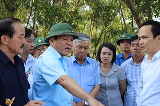 Chủ tịch FLC Trịnh Văn Quyết trong một lần đi khảo sát địa điểm làm dự án cùng lãnh đạo Quảng Trị. (Ảnh: Cổng thông tin Quảng Trị)