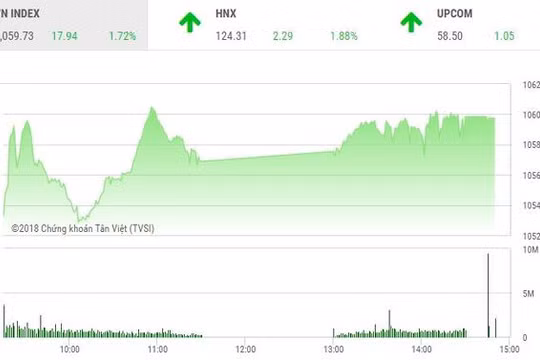 Diễn biến phiên giao dịch cuối năm trên HoSE. (Đồ thị: TVSI)
