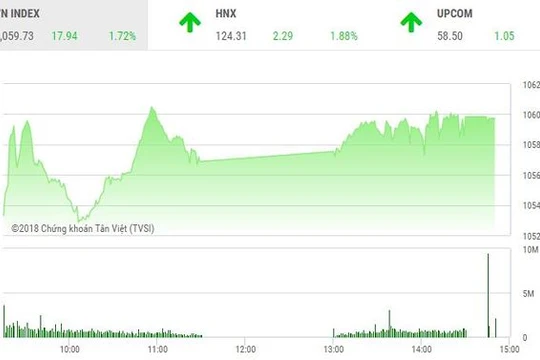 Diễn biến phiên giao dịch cuối năm trên HoSE. (Đồ thị: TVSI)