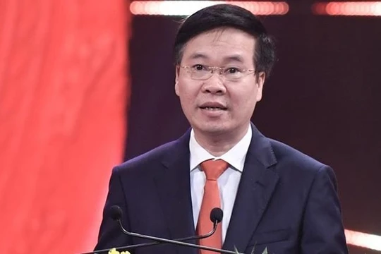 Ông Võ Văn Thưởng - Ủy viên Bộ Chính trị, Thường trực Ban Bí thư - phát biểu tại buổi lễ.