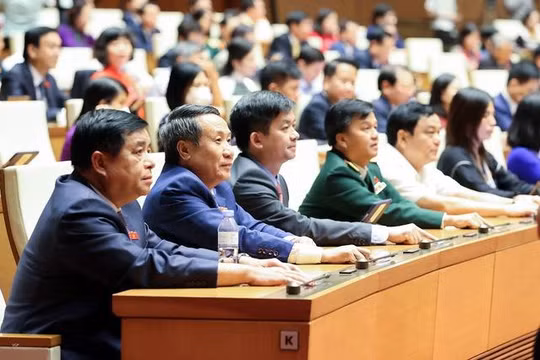 Các đại biểu Quốc hội thực hiện biểu quyết thông qua các nghị quyết. Ảnh: VGP.