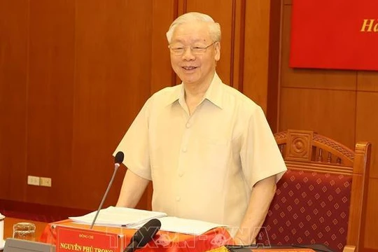 Tổng Bí thư Nguyễn Phú Trọng phát biểu chỉ đạo phiên họp. 