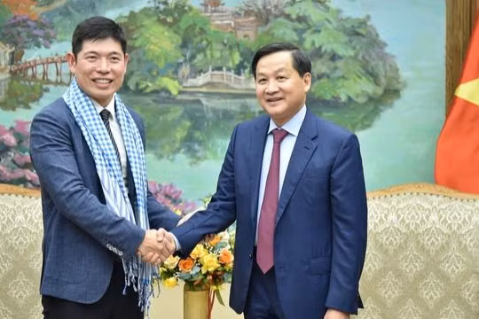 Phó Thủ tướng Lê Minh Khái tiếp ông Anthony Tan, Tổng Giám đốc kiêm đồng sáng lập Tập đoàn Grab toàn cầu. Ảnh VGP.