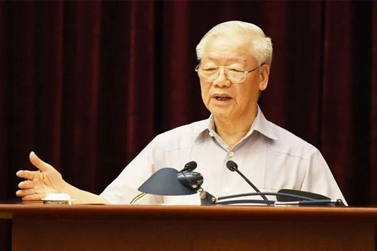 Tổng Bí thư Nguyễn Phú Trọng phát biểu tại Hội nghị. Ảnh: VOV.