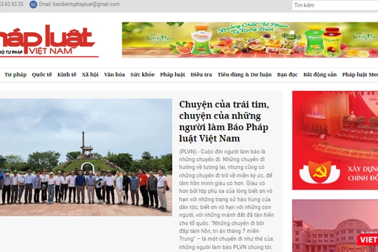 Giao diện báo Pháp luật Việt Nam điện tử trước ngày bị đình bản 3 tháng - Ảnh chụp màn hình ngày 5/7/2022.