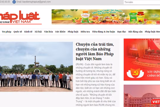 Giao diện báo Pháp luật Việt Nam điện tử trước ngày bị đình bản 3 tháng - Ảnh chụp màn hình ngày 5/7/2022.