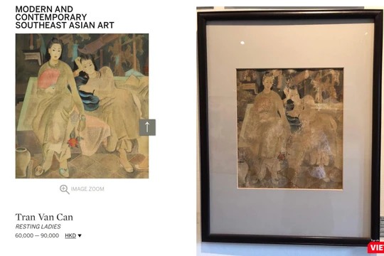 Tranh của họa sĩ Trần Văn Cẩn - Một bản khá mới đang được rao bán trên Sotheby's Hong Kong; trong khi bản đang lưu giữ ở Bảo tàng Mỹ thuật Việt Nam đã xuống cấp trầm trọng. 
