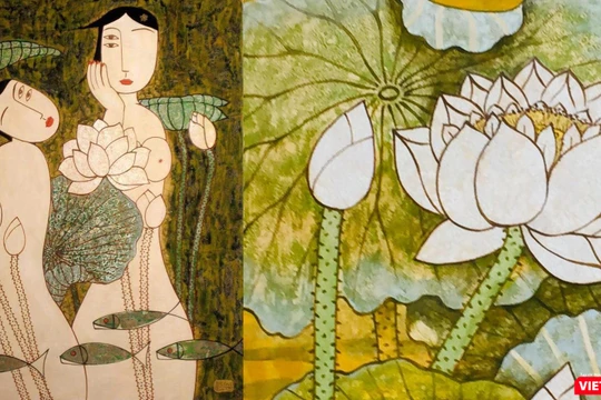 "Những nàng thơ" của họa sĩ Bùi Trọng Dư tại triển lãm "Sen ba miền" 