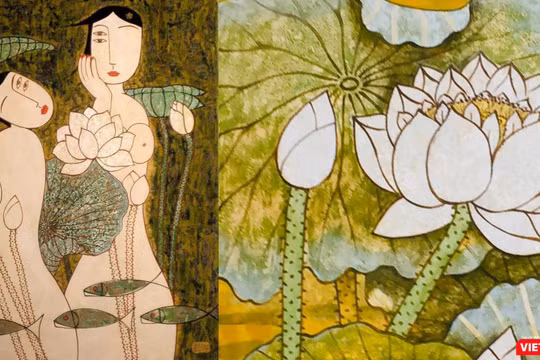 "Những nàng thơ" của họa sĩ Bùi Trọng Dư tại triển lãm "Sen ba miền" 