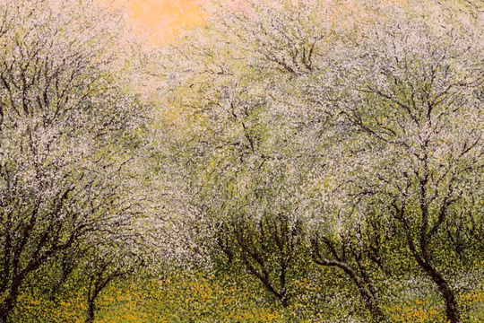 Vườn xuân, Acrylic, 100x80cm, sáng tác năm 2019 của họa sĩ Nguyễn Lâm