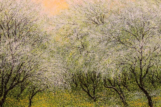 Vườn xuân, Acrylic, 100x80cm, sáng tác năm 2019 của họa sĩ Nguyễn Lâm