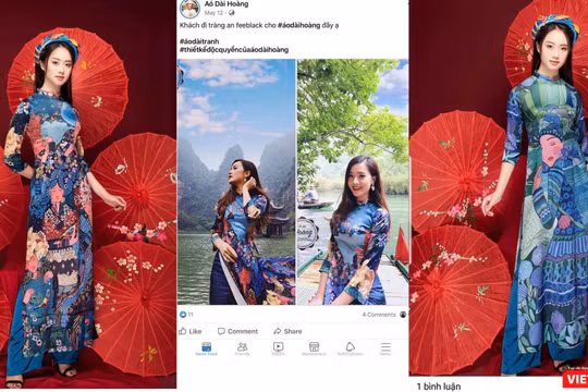 Nhiều tranh của họa sĩ Hà Hùng Dũng bị sao chép, vẽ lại trên các sản phẩm của cơ sở Áo dài Hoàng 