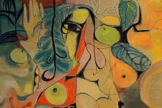 Phục sinh. 1988. Lụa. 50x70cm (Tranh Nguyễn Đức Toàn)