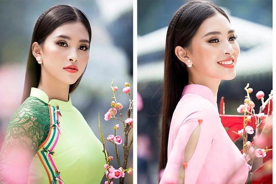 Hoa hậu Tiểu Vy khoe sắc xuân trong áo dài Ngô Nhật Huy