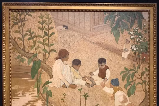 “Enfants jouant au jardin” – “Những đứa trẻ chơi trong vườn”) của họa sĩ Lê Văn Đệ