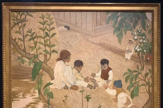 “Enfants jouant au jardin” – “Những đứa trẻ chơi trong vườn”) của họa sĩ Lê Văn Đệ