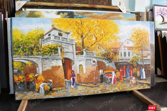 Tranh "Chiều thu bên ô Quan Chưởng” của họa sĩ Lâm Đức Mạnh bị nhiều phòng tranh sao chép 