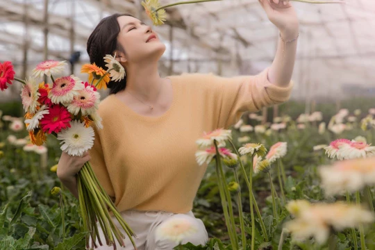 Kiều nữ chụp bộ hình đón xuân sớm giữa vườn hoa Đà Lạt 