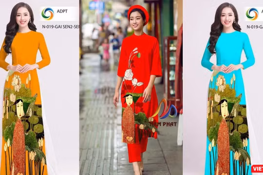 Bức tranh sơn mài “Ao sen” của họa sĩ Bùi Trọng Dư bị ăn cắp để in trên áo dài