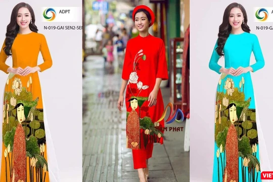 Bức tranh sơn mài “Ao sen” của họa sĩ Bùi Trọng Dư bị ăn cắp để in trên áo dài