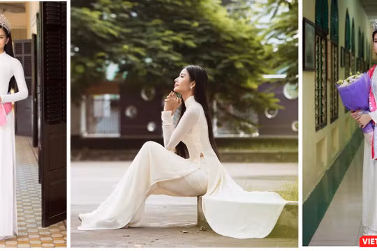 Hoa hậu Tiểu Vy, Á hậu Hoàng Thùy, Hoa hậu Đỗ Mỹ Linh thướt tha áo dài trắng 