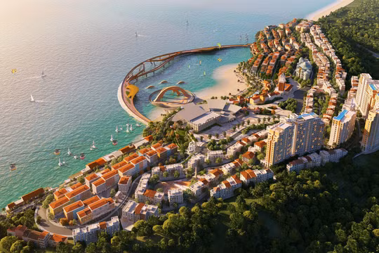 Tổ hợp “Thị trấn Địa Trung Hải” ở bờ Tây Nam Phú Quốc hút giới đầu tư bất chấp dịch bệnh. (Ảnh phối cảnh, mang tính minh họa)