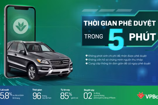 VPBank là ngân hàng đầu tiên và duy nhất với thời gian phê duyệt khoản vay chỉ trong 5 phút