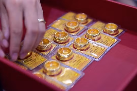 Vàng nhẫn Bảo tín Minh Châu tăng đến 700.000 đồng/lượng so với phiên sáng hôm qua. Ảnh minh hoạ.