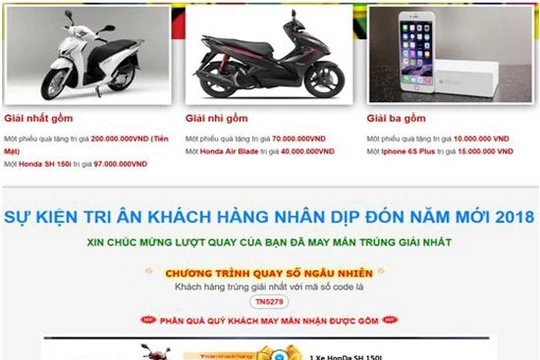 Phát hiện nhiều chiến dịch tấn công lừa đảo (Phishing) của các đối tượng xấu bằng cách sử dụng chiêu thức khuyến mại. (Ảnh: Cục An toàn thông tin)