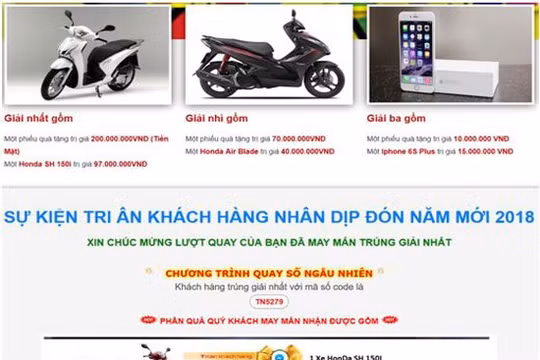 Phát hiện nhiều chiến dịch tấn công lừa đảo (Phishing) của các đối tượng xấu bằng cách sử dụng chiêu thức khuyến mại. (Ảnh: Cục An toàn thông tin)