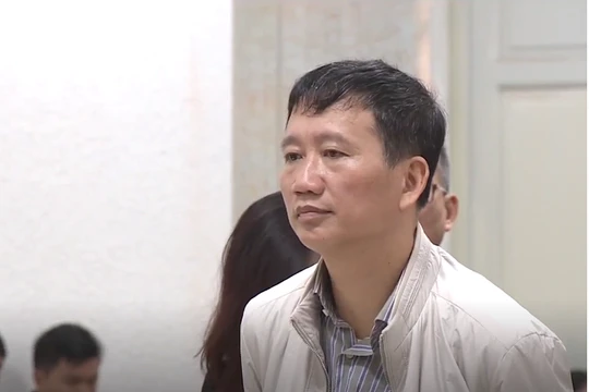 Bị cáo Trịnh Xuân Thanh trong phiên xét xử sáng nay.