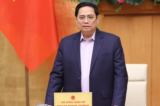 Thủ tướng Phạm Minh Chính phát biểu khai mạc phiên họp Chính phủ chuyên đề về xây dựng pháp luật tháng 2/2022 (Ảnh: VGP)