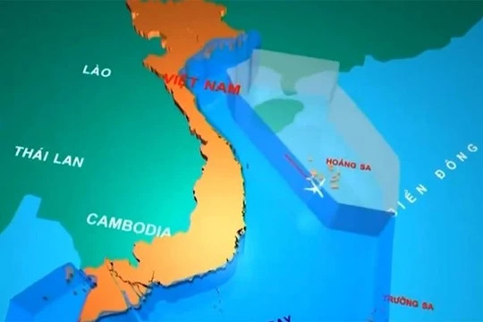 Đồ họa tàu bay của Trung Quốc đi vào FIR Hồ Chí Minh. Ảnh: VTV.