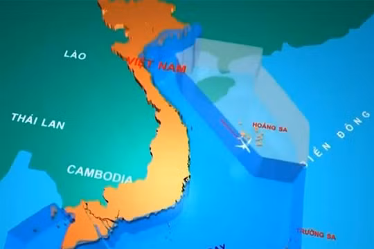 Đồ họa tàu bay của Trung Quốc đi vào FIR Hồ Chí Minh. Ảnh: VTV.