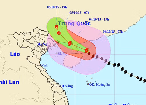 Vị trí và hướng di chuyển của bão sõ 4 - Nguồn: Trung tâm Dự báo khí tượng thủy văn Trung ương